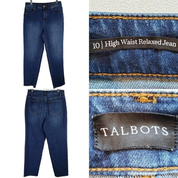 Talbots Womens Jeans 10 Blue High Rise Relaxed Dark Wash Stretch - Picture 1 of 10